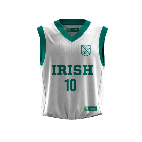 Jersey Basquet Cuello V Infantil - Blanco