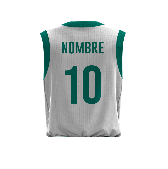 Jersey Basquet Cuello V Infantil - Blanco